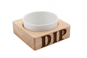 Dip' Carved Wood Ceramic Bowl Set