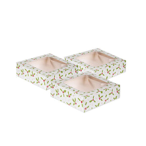 Anniversary House Holly Small Square Treat Boxes with Window, J114