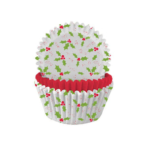 Anniversary House Holly Print Cupcake Cases - 75 Pack
