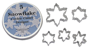 Snowflake Tin-Plated Cookie Cutter Set in Storage Tin