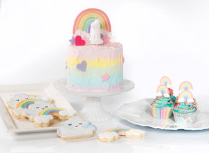 Pastel Rainbow Cupcake Toppers - 12PK