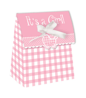 It's a Girl Favour Bags with Ribbons Pink