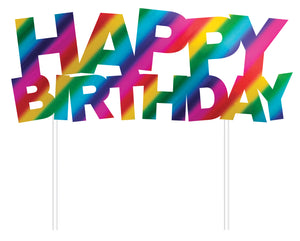 Rainbow Foil Happy Birthday Cake Topper Foil