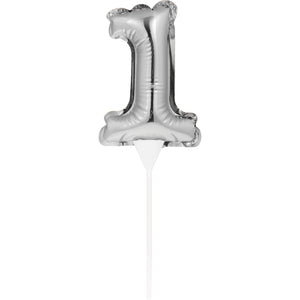 Self-Seal Mini Balloon Cake Topper 1 Silver Self Inflating-Technology