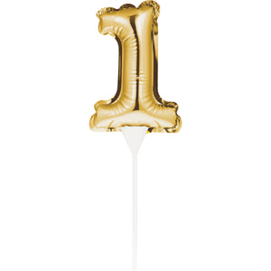 Self-Seal Mini Balloon Cake Topper 1 Gold Self-Inflating Technology
