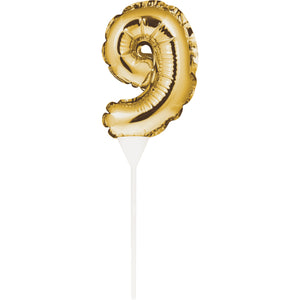 Self-Seal Mini Balloon Cake Topper 9 Gold Self-Inflating Technology