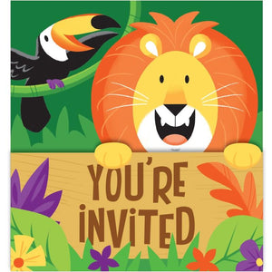 Jungle Safari  Party Invites -  8 Pack