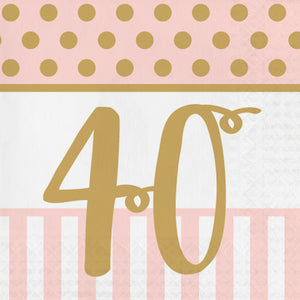 Pink Chic "40th" Paper Lunch Napkins