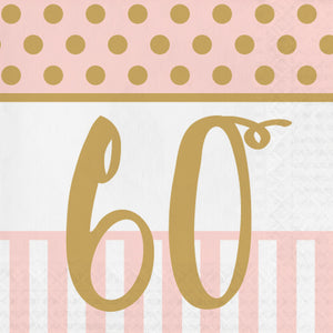 Pink Chic "60th" Paper Lunch Napkins
