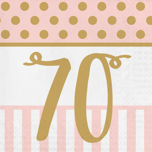 Pink Chic "70th" Paper Lunch Napkins