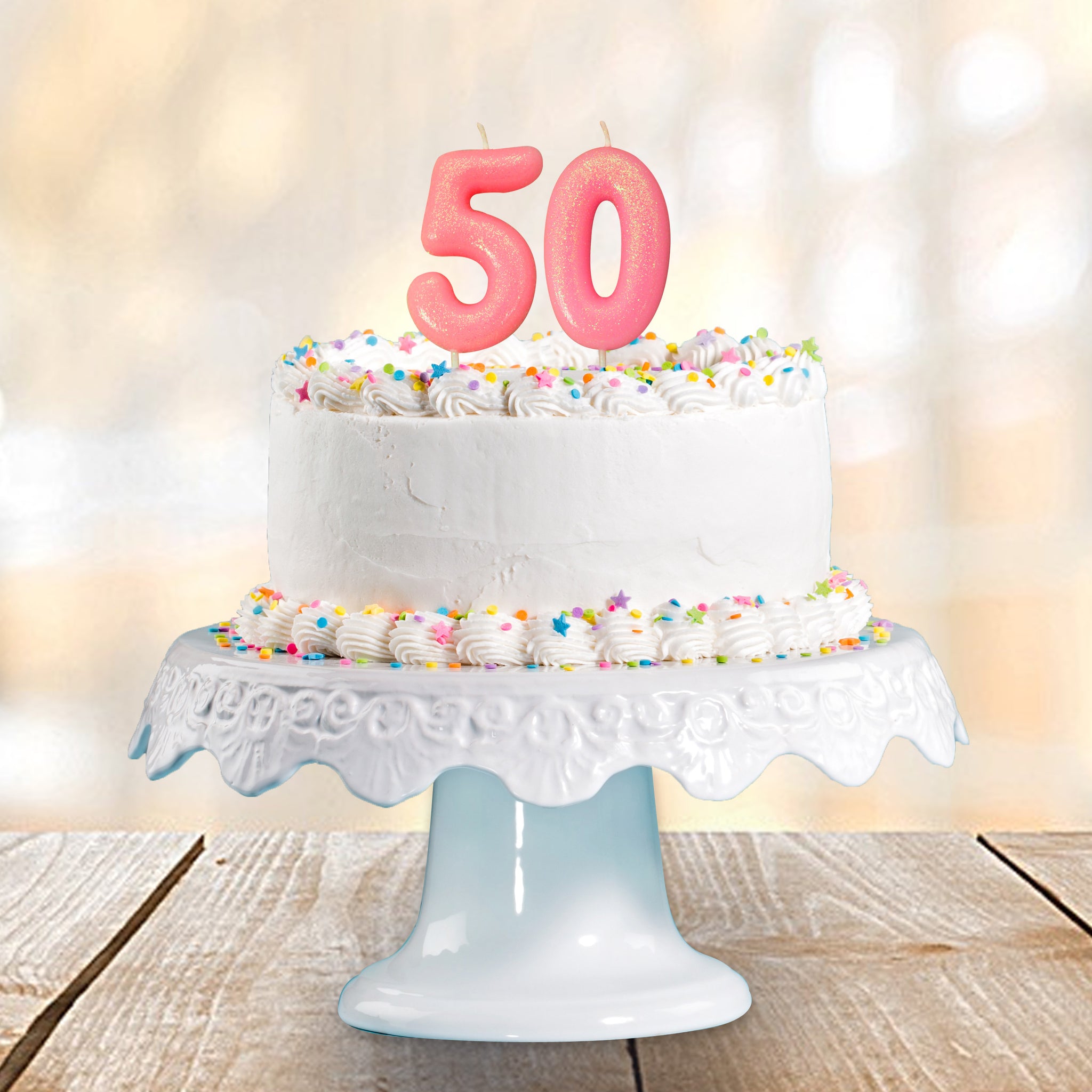 Age 9 Glitter Numeral Moulded Pick Candle Rose Gold