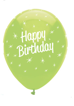 Happy Birthday Brights Mix Latex Balloons All Round Print