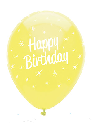 Happy Birthday Brights Mix Latex Balloons All Round Print