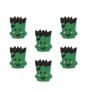 Halloween Cake Toppers Frankenstein Face Sugarcraft Toppers - 6pk