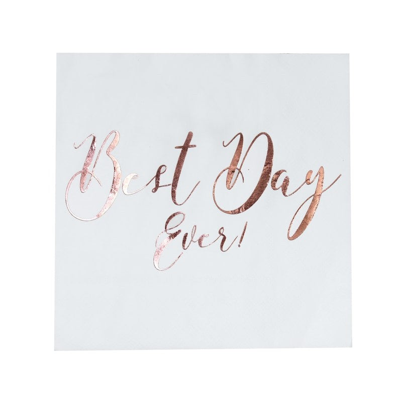 Rose Gold Best Day Ever Napkins - Beautiful Botanics Range by Ginger Ray