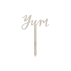 Wooden Yum Cupcake Pick Toppers