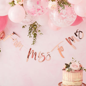 Miss To Mrs Rose Gold Bunting - Floral Hen Range by Ginger Ray
