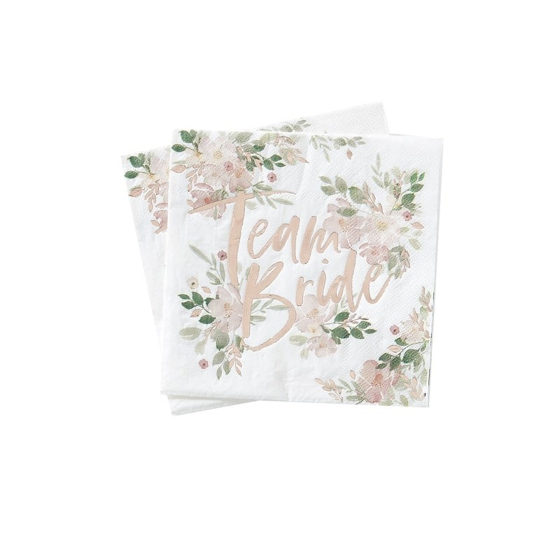 Team Bride Floral Paper Napkins - Floral Hen Range by Ginger Ray