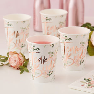 Team Bride Floral Paper Cups - Floral Hen Range by Ginger Ray