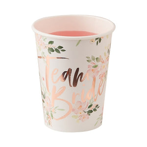Team Bride Floral Paper Cups - Floral Hen Range by Ginger Ray