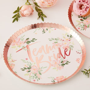 Team Bride Floral Paper Plates - Floral Hen Range by Ginger Ray