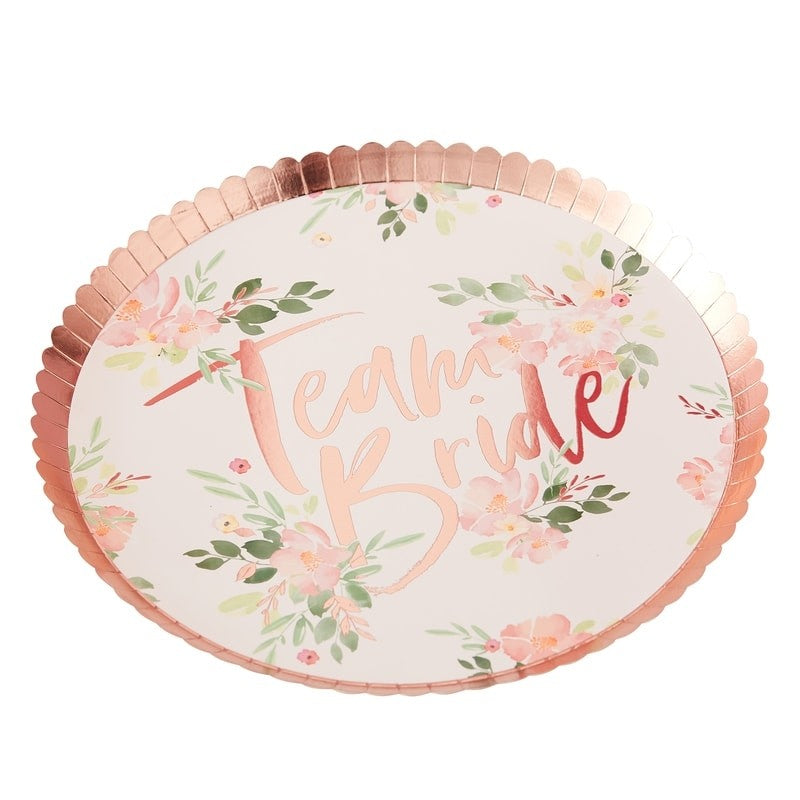 Team Bride Floral Paper Plates - Floral Hen Range by Ginger Ray