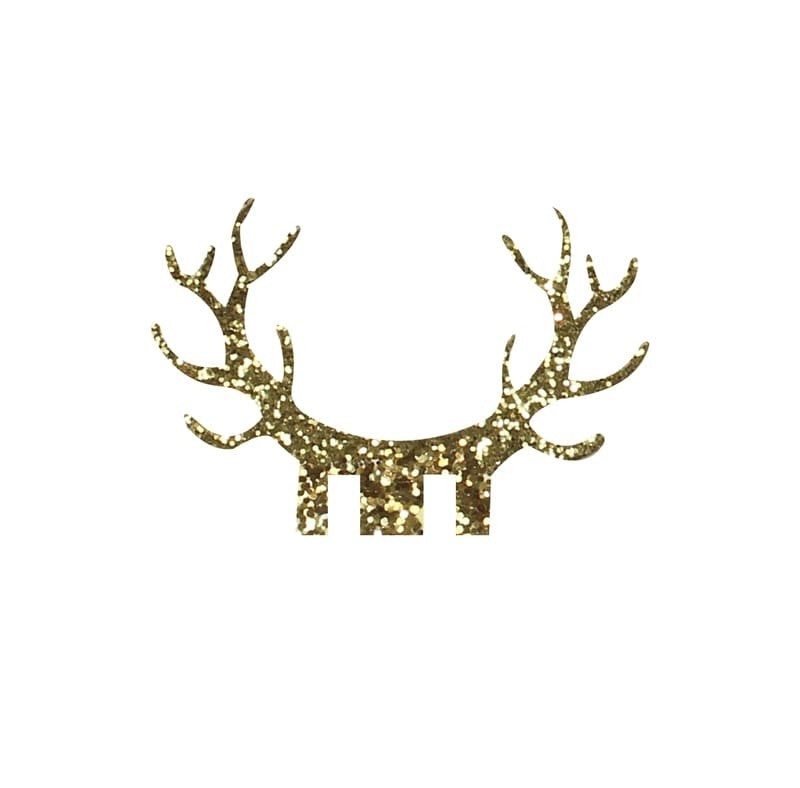 Gold Glitter Antler Glass Decoration - Gold Christmas