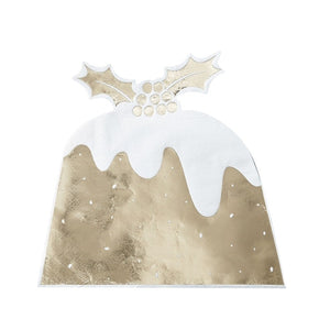 Gold Foiled Christmas Pudding Paper Napkins - Gold Christmas