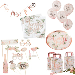 Ginger Ray Floral Hen Party Bridal Shower Party Pack - 8 guests