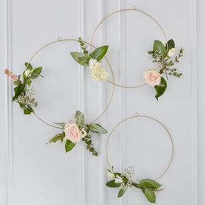Gold Floral Hanging Hoops - Gold Wedding Range by Ginger Ray