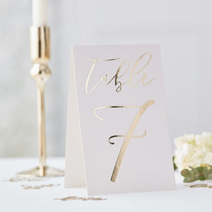 Table Card Numbers 1-12 - Gold Wedding Range by Ginger Ray