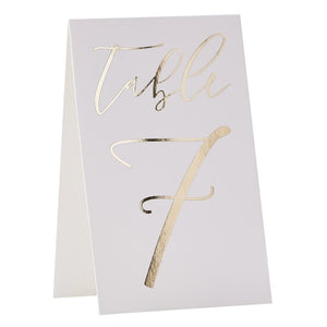 Table Card Numbers 1-12 - Gold Wedding Range by Ginger Ray