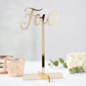 Acrylic Table Numbers 1-12 - Gold Wedding Range by Ginger Ray