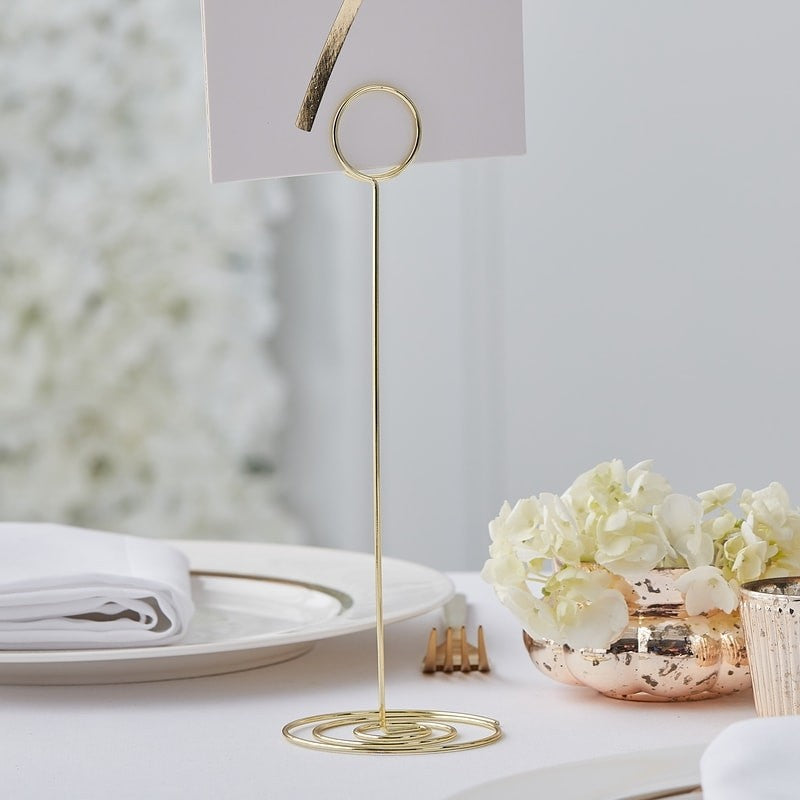 Gold Metal Table Number Holder - Gold Wedding Range by Ginger Ray