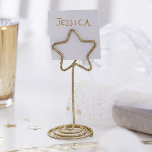 Gold Star Shaped Place Card Holders - Gold Glitter - Ginger Ray