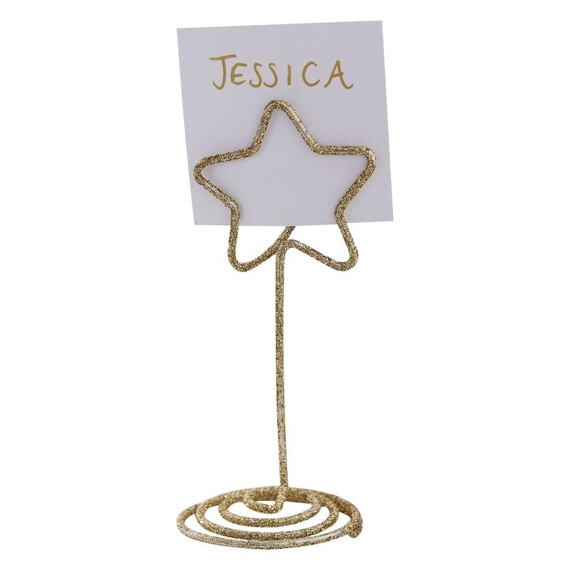 Gold Star Shaped Place Card Holders - Gold Glitter - Ginger Ray