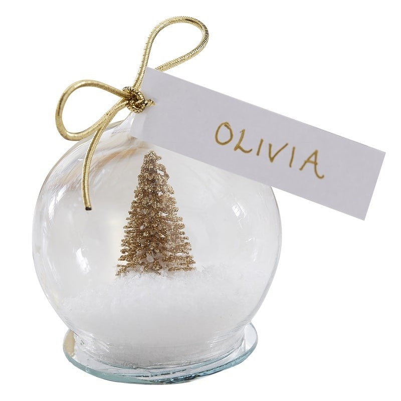 Gold Snow Globe Christmas Place Cards - Gold Glitter - Ginger Ray