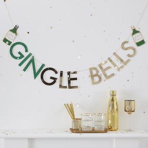 Glitter GINgle Bells Christmas Gin Party Bunting - Gold Glitter - Ginger Ray