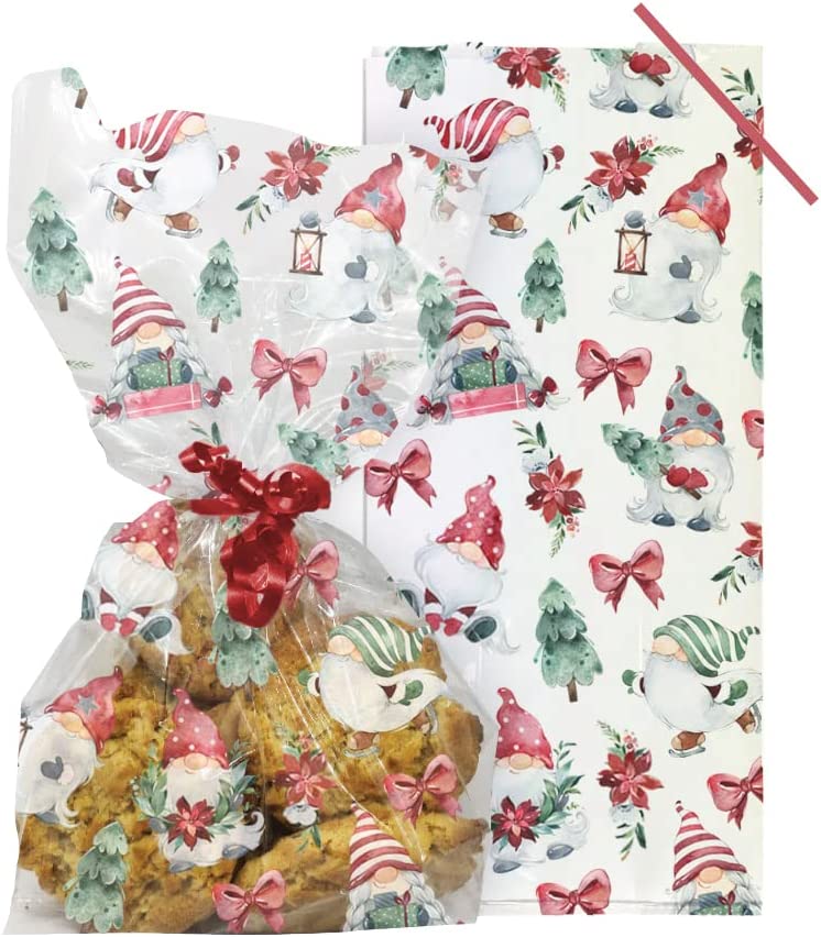 Christmas Gonk Cello Treat Bags with Twist Ties | 20 Pack