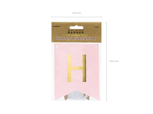Happy Birthday Banner Bunting Garland Hanging Decoration : Pink and Gold by PartyDeco