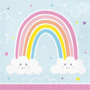 Happy Rainbows Party Pack - Pastel Rainbow Plates Cups Napkins - 8 Guests