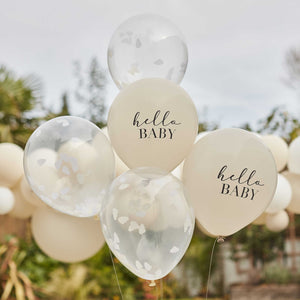 Hello Baby Neutral Baby Shower Balloons - 5 Pack