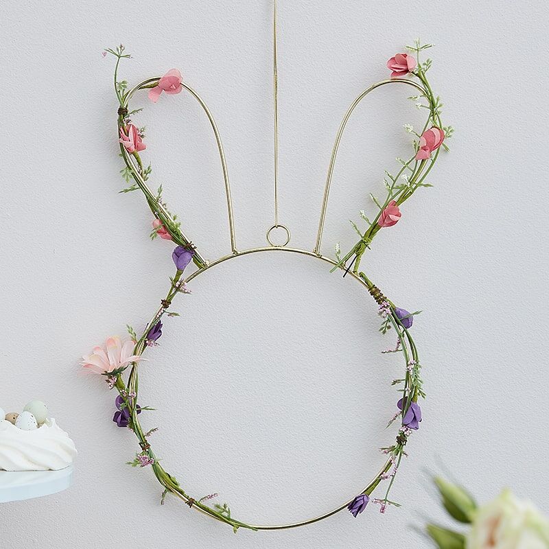 CONTEMPORARY EASTER BUNNY WREATH WITH FOLIAGE  - GINGER RAY