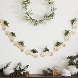 Wooden Car Bunting & Foliage Decoration - Let It Snow - Ginger Ray