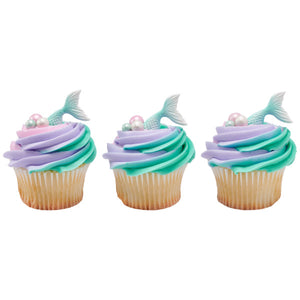 Mini Mermaid Cake Decorations  - Sweet Décor™ Edible Mini Mermaid Theme  - Pack of 24 Sets