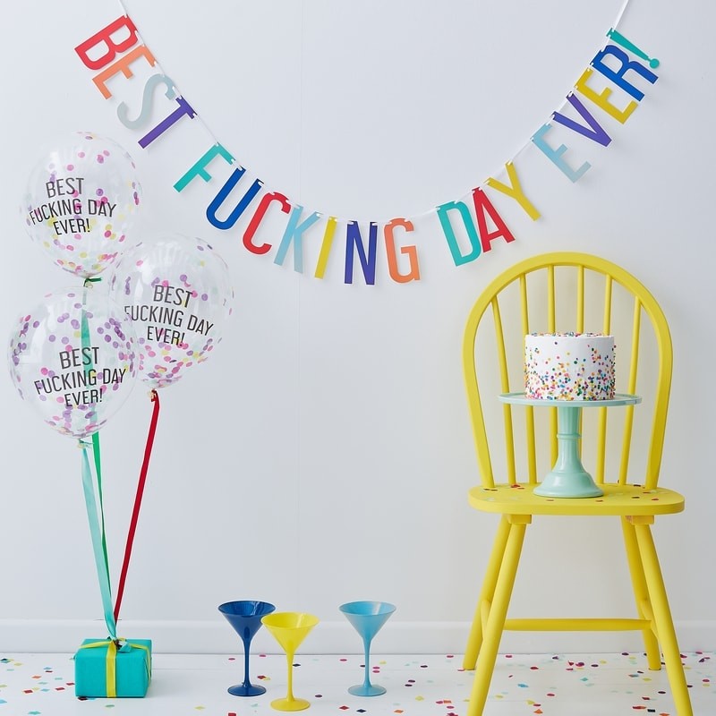 Best Fu@king Day Ever Banner Bunting And Balloons Kit - Naughty Party Range by Ginger Ray