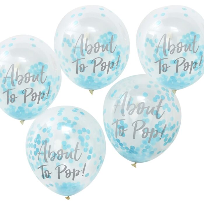 About To Pop Blue Confetti Balloons