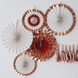 Rose Gold Fan Decorations - Pick and Mix Rose Gold Range by Ginger Ray