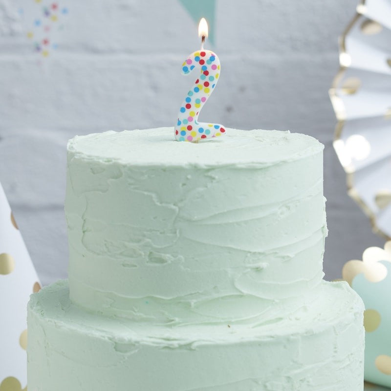 Polka Dot Birthday Candle - Number 2
