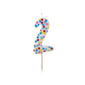 Polka Dot Birthday Candle - Number 2